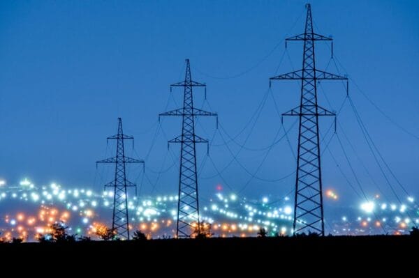Texas AEP Central Powerlines Night Shot