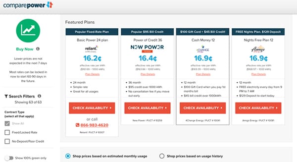 Compare Power Energy Pricing Screenshot