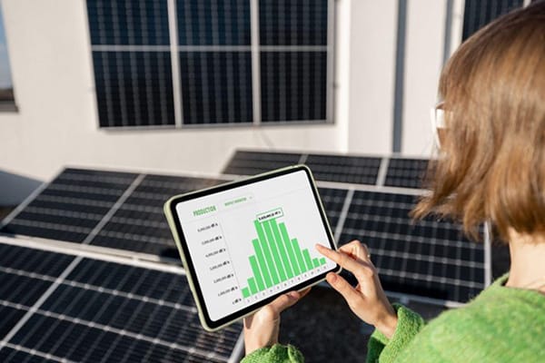 Energy Conservation Woman Sets Meter for Solar Panels